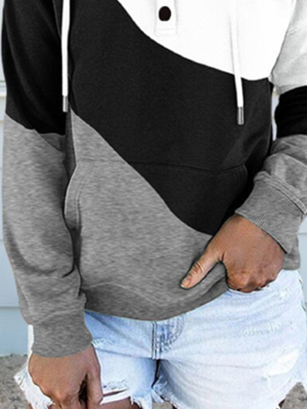 Sener - Vintage Farbe-Block lange Ärmel Hoodie Plus Größe Casual Sweatshirt