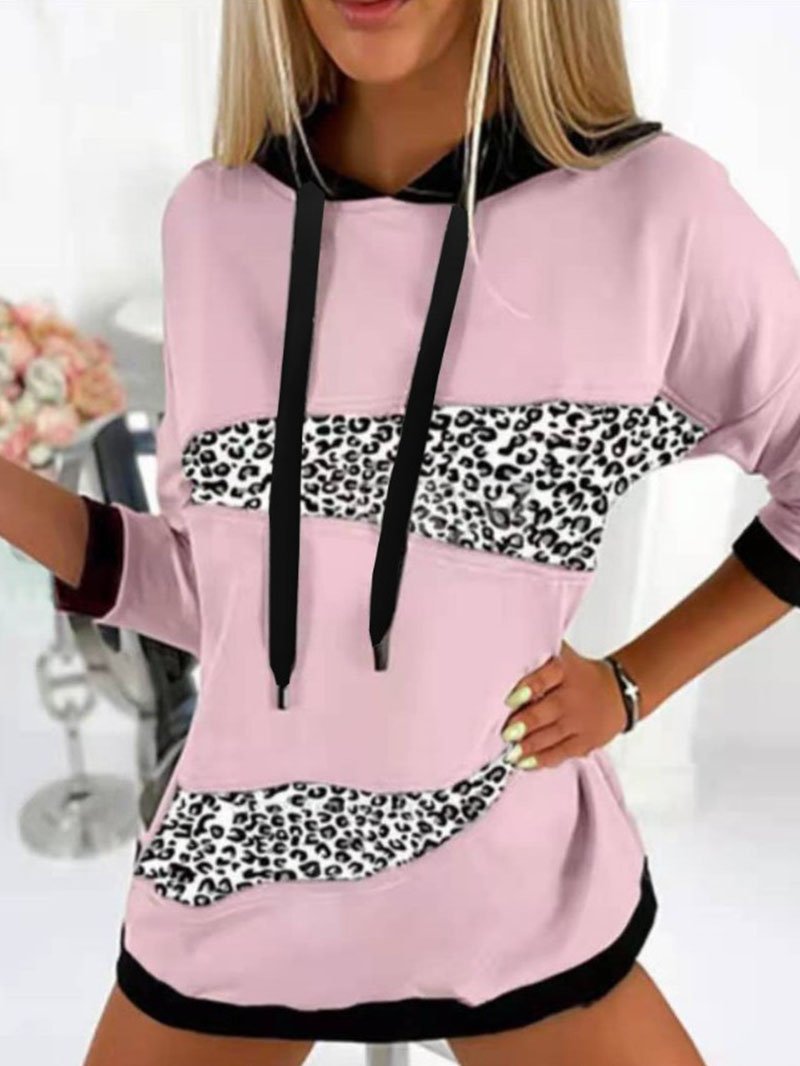 Lillian - Kapuzen-Sweatshirt mit Leoparden-Print und Nähten