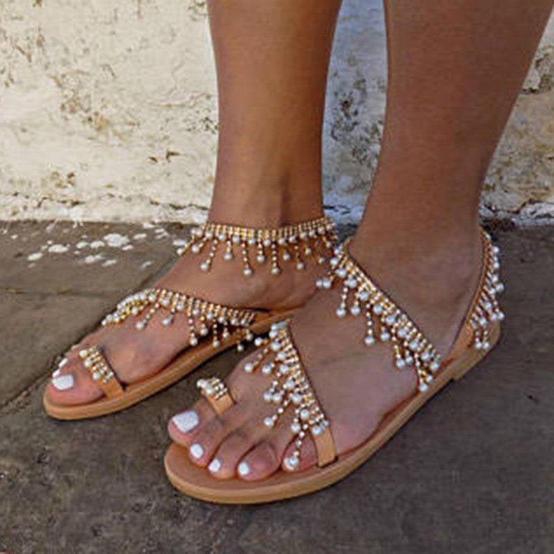Romy - Lässige Sandale mit Künstliche Nachgemachte Perlen