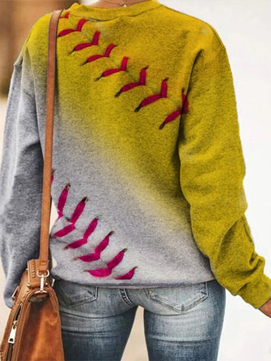 Nura - Softball Muster Lässiges Sweatshirt mit Farbverlauf
