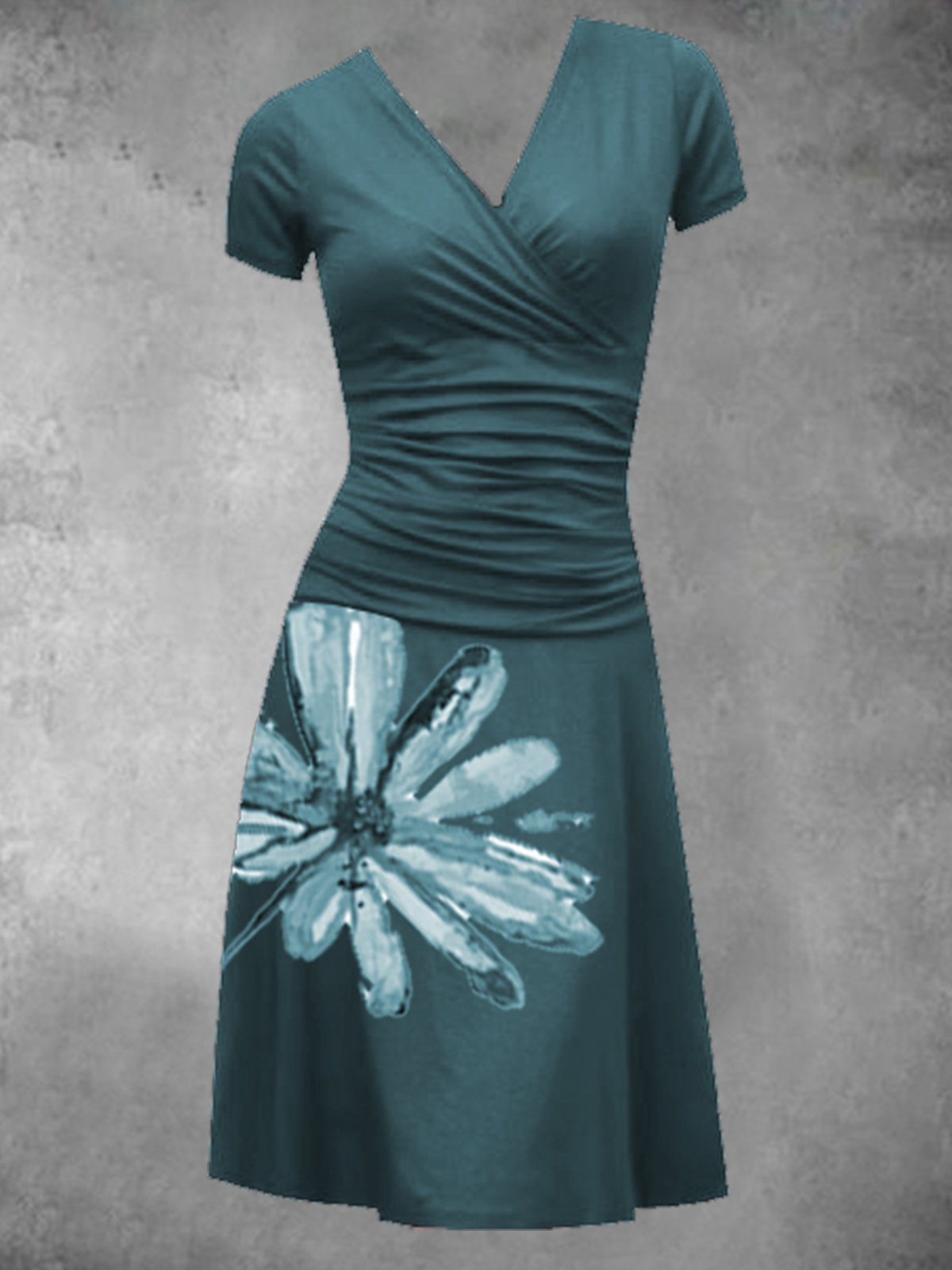 Ulya - A-Linien Lässiges Kleid mit Blumenmuster