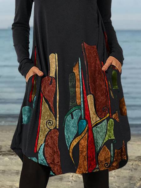 Remi - Vintage Kleid mit langen Ärmeln und Rundhalsausschnitt