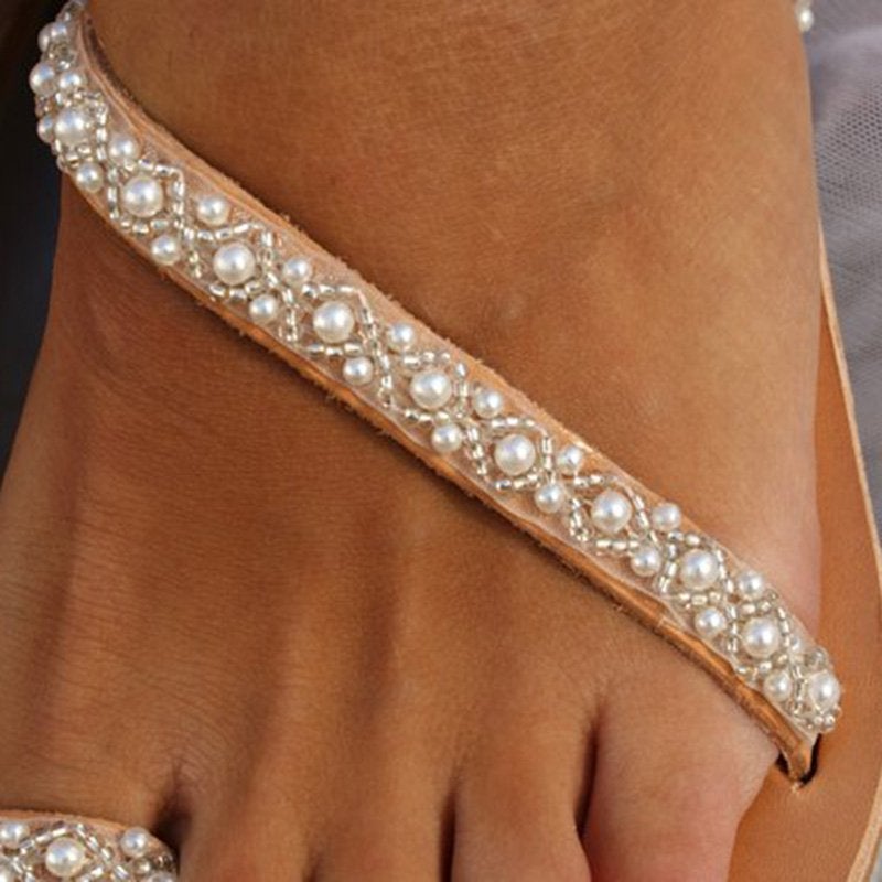 Anna - Böhmische Sandale mit Perlen