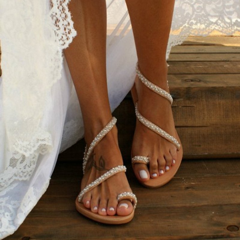Anna - Böhmische Sandale mit Perlen